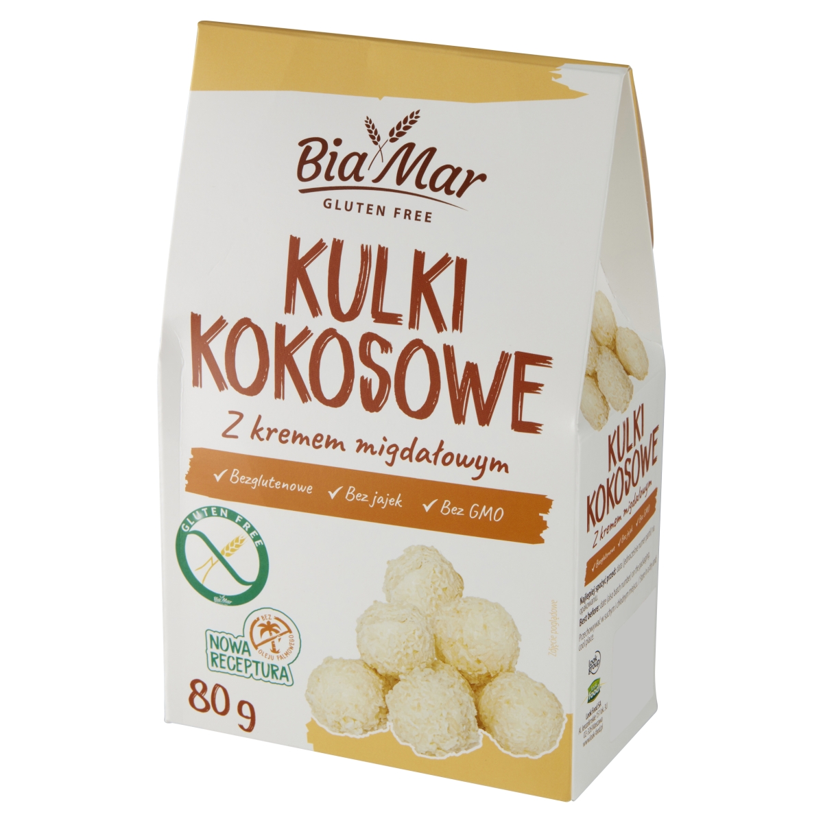 BiaMar Kulki kokosowe z kremem migdałowym bezglutenowe 80 g sklep Bee.pl